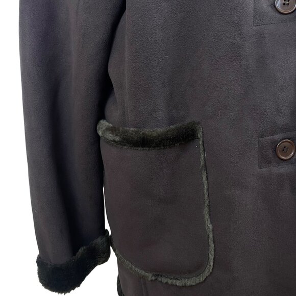 Jpercy Mens Brown Polyester Faux Fur Lined Coat Size L - Picture 6 of 9